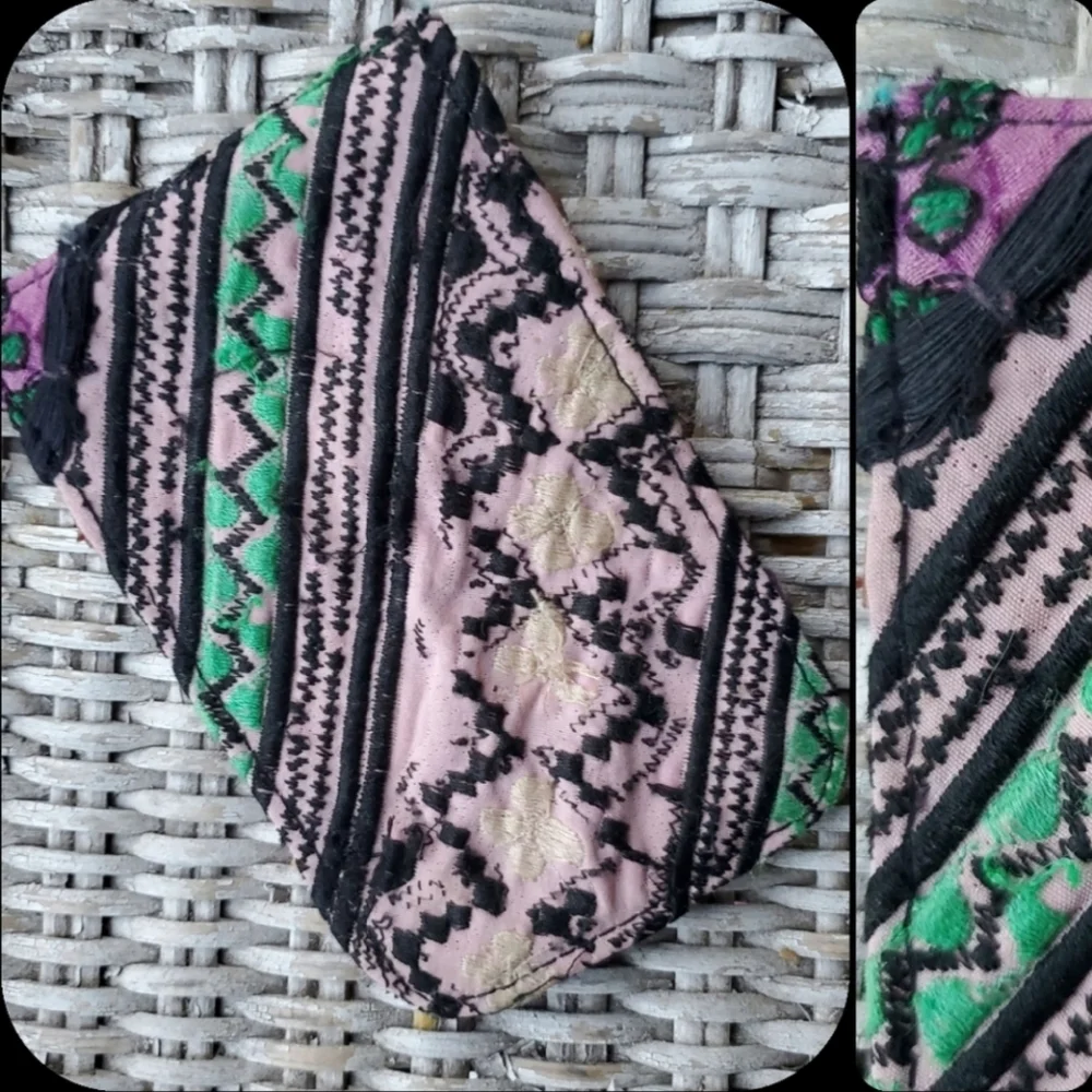🍄🪬 Free People Boho Embroidered Repurposed vtg banjara hippie Wallet card case